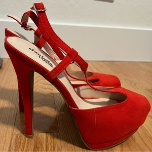 NEW Charlotte Russe orange vintage pinup classic sandal platform pumps